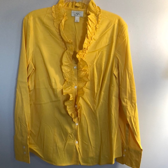 LOFT Tops - Loft button down ruffle detail shirt, EUC, size large.